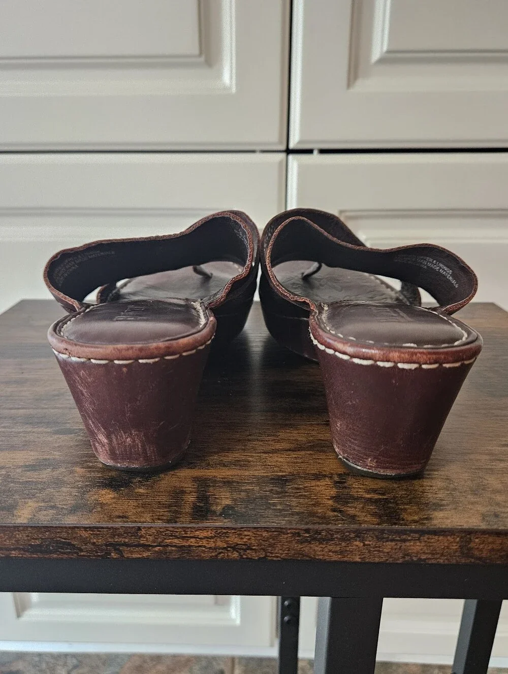 Born Brown Leather Wedge Comfort Sandals 70s 90s Boho Earthy Granola Cottagecore